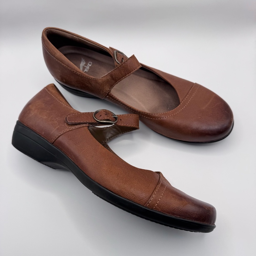 Brown Leather Women's Shoes Dansko Mary Jane Fawna